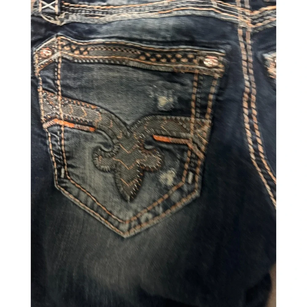 Rock Revival Callix Straight Jeans Mens 30 Blue Dark Wash Denim distressed